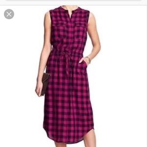 Banana republic midi buffalo plaid shirt dress